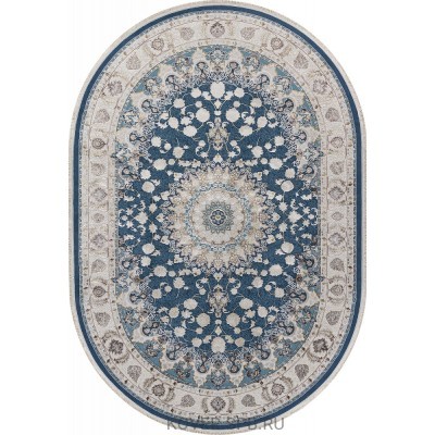 ковер ZARINA A050B D.BLUE SHIRINK / CREAM Овал 2.00x2.90